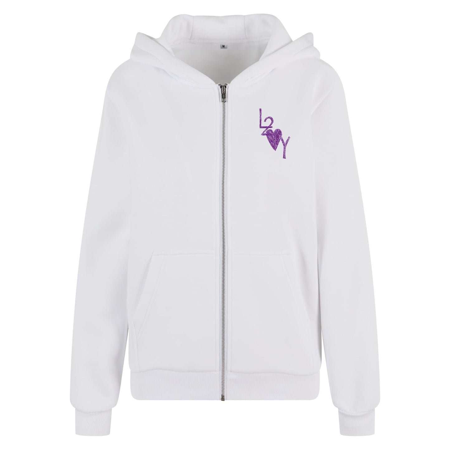 Damen Fluffy Zip Hoodie Basic weiß