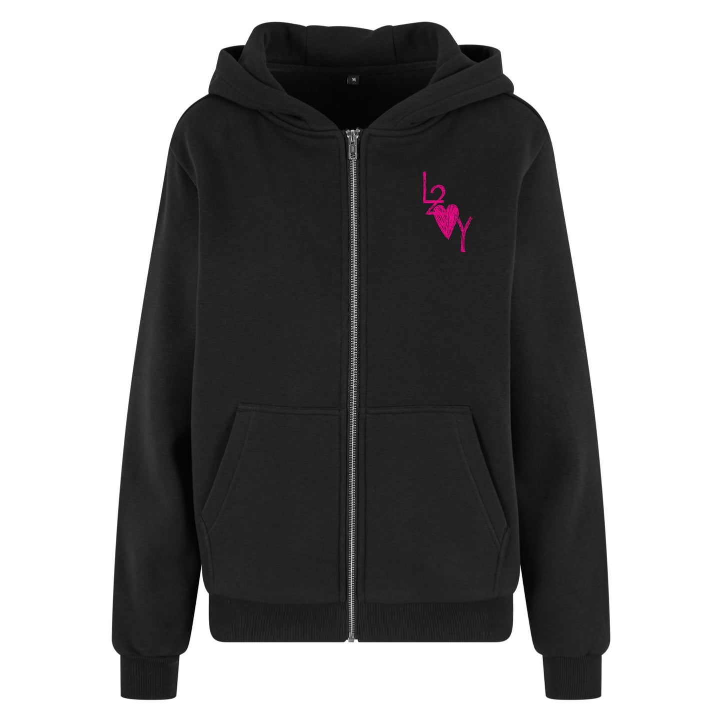 Damen Fluffy Zip Hoodie Basic schwarz