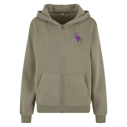 Damen Fluffy Zip Hoodie Basic olive