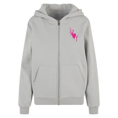 Damen Fluffy Zip Hoodie Basic lightasphalt