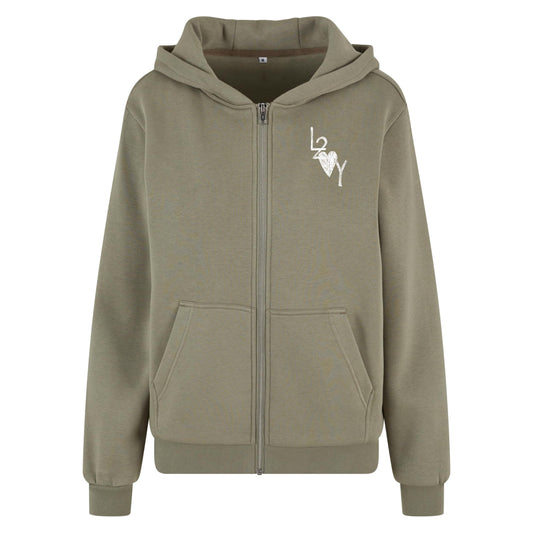 Damen Fluffy Zip Hoodie Basic olive