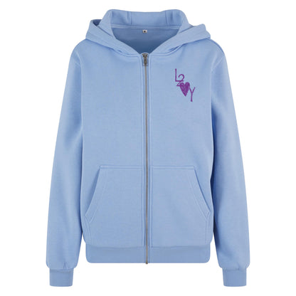 Damen Fluffy Zip Hoodie Basic blau