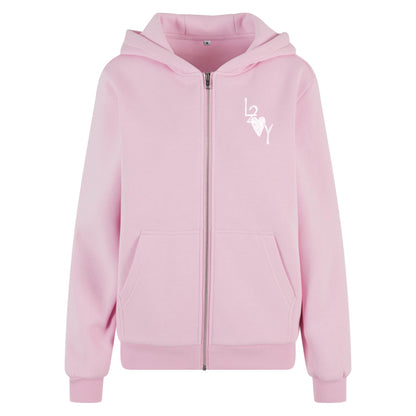 Damen Fluffy Zip Hoodie Basic pink