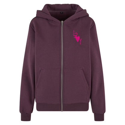 Damen Fluffy Zip Hoodie Basic lila
