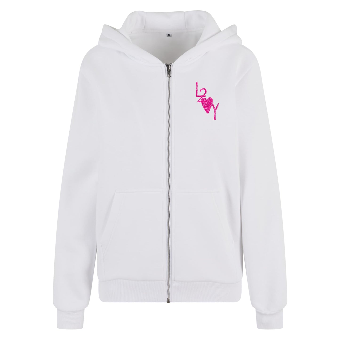 Damen Fluffy Zip Hoodie Basic weiß