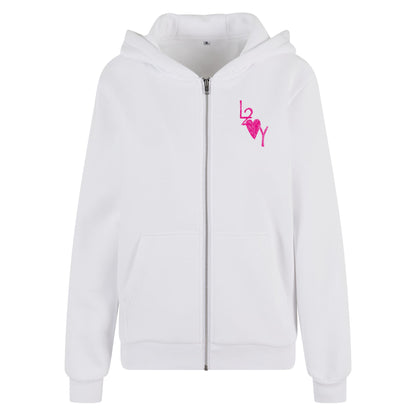 Damen Fluffy Zip Hoodie Basic weiß