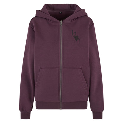 Damen Fluffy Zip Hoodie Basic lila