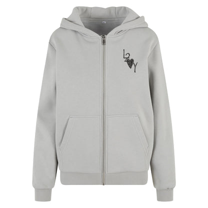 Damen Fluffy Zip Hoodie Basic lightasphalt