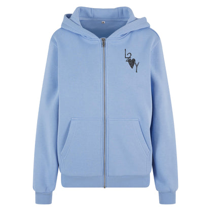 Damen Fluffy Zip Hoodie Basic blau
