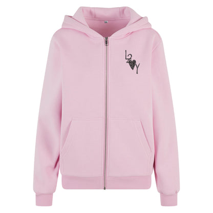Damen Fluffy Zip Hoodie Basic pink