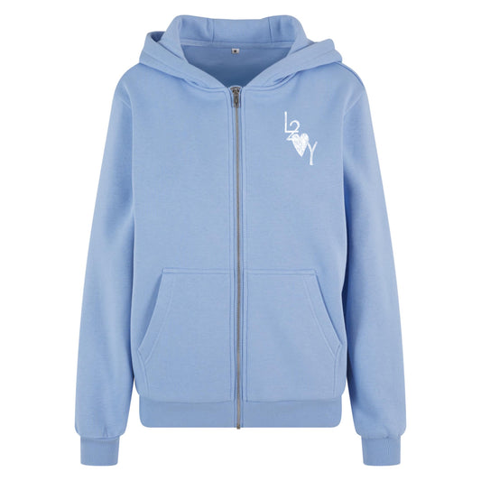 Damen Fluffy Zip Hoodie Basic blau
