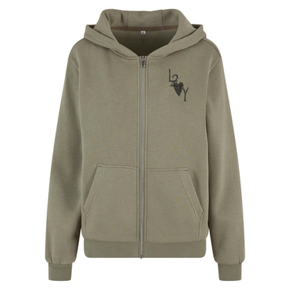 Damen Fluffy Zip Hoodie Basic olive