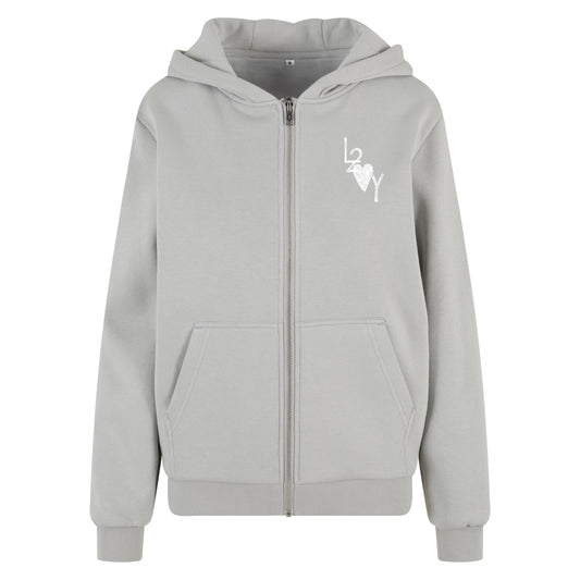 Damen Fluffy Zip Hoodie Basic lightasphalt