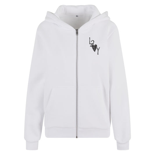 Damen Fluffy Zip Hoodie Basic weiß