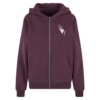Damen Fluffy Zip Hoodie Basic lila