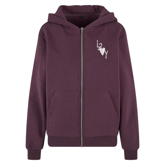 Damen Fluffy Zip Hoodie Basic lila