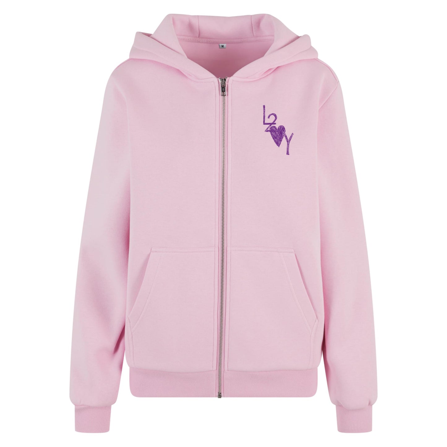 Damen Fluffy Zip Hoodie Basic pink
