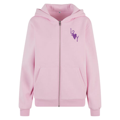Damen Fluffy Zip Hoodie Basic pink