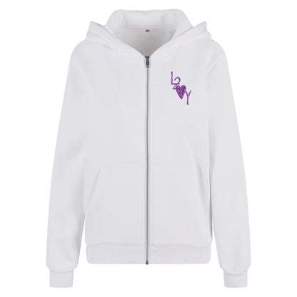 Damen Fluffy Zip Hoodie Basic weiß