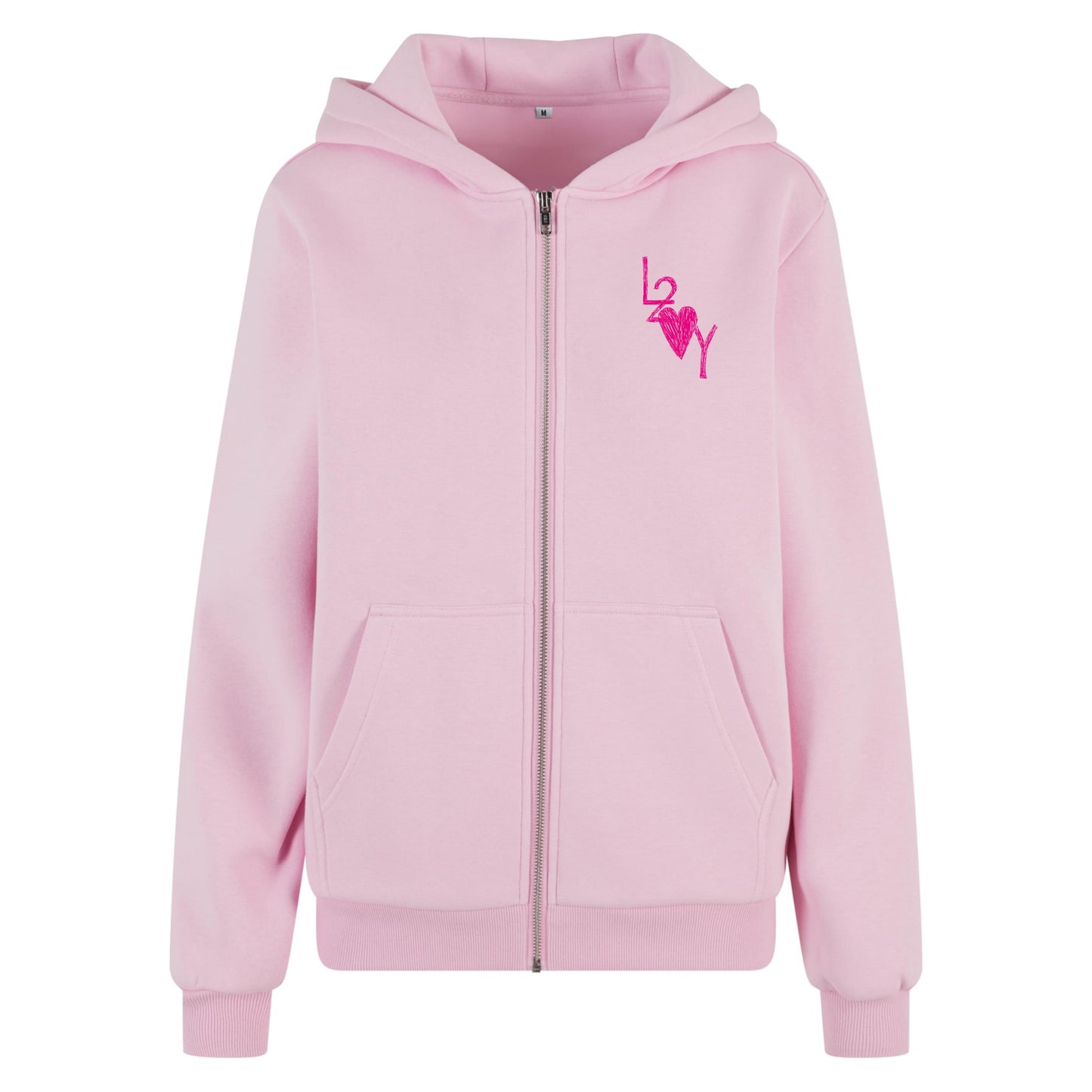 Damen Fluffy Zip Hoodie Basic pink