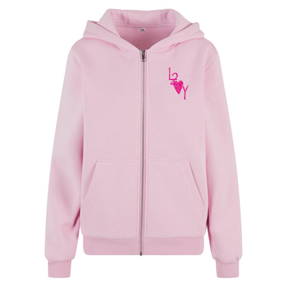 Damen Fluffy Zip Hoodie Basic pink