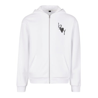 Fluffy Zip Hoodie Basic weiß