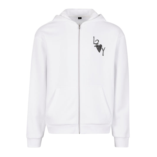 Fluffy Zip Hoodie Basic weiß