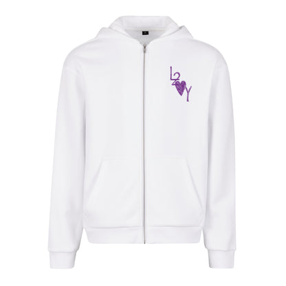 Fluffy Zip Hoodie Basic weiß