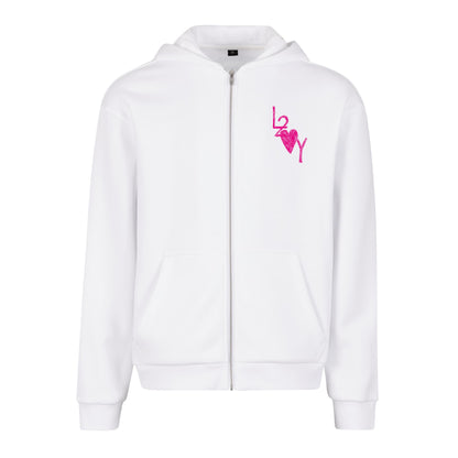 Fluffy Zip Hoodie Basic weiß