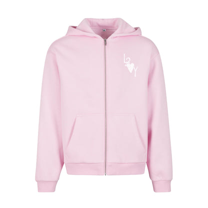 Fluffy Zip Hoodie Basic pink