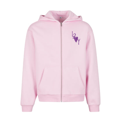 Fluffy Zip Hoodie Basic pink