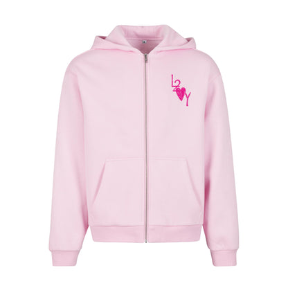 Fluffy Zip Hoodie Basic pink